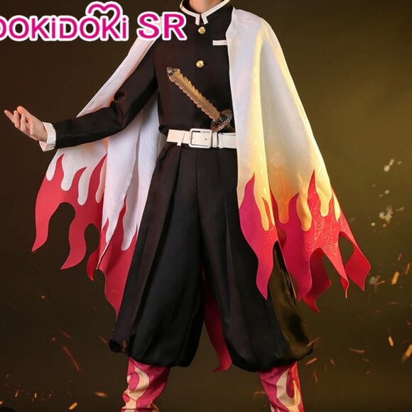 DokiDoki-SR Anime Demon Slayer Cosplay Costume Men Halloween Kyojuro Rengoku, L - Picture 1 of 14